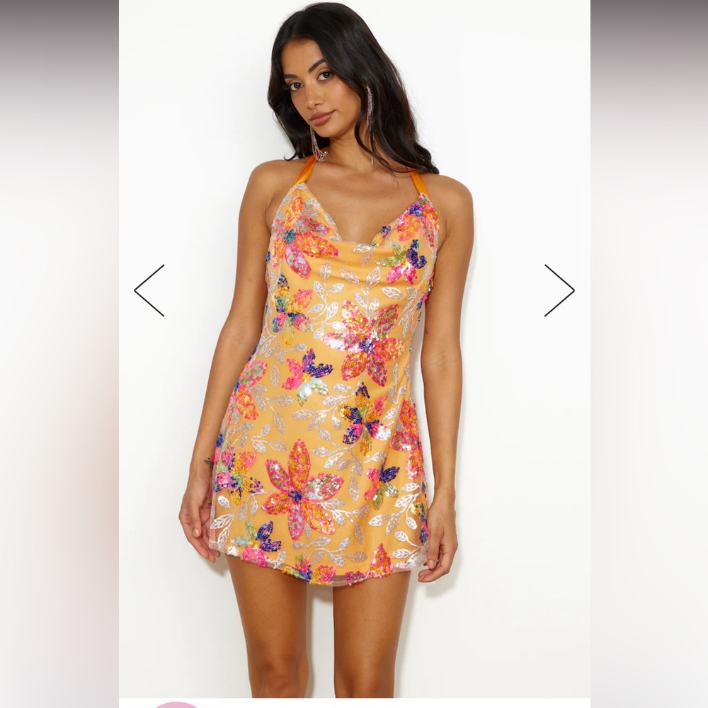 Hello Molly She’s a Masterpiece Orange Sequin Mini Dress